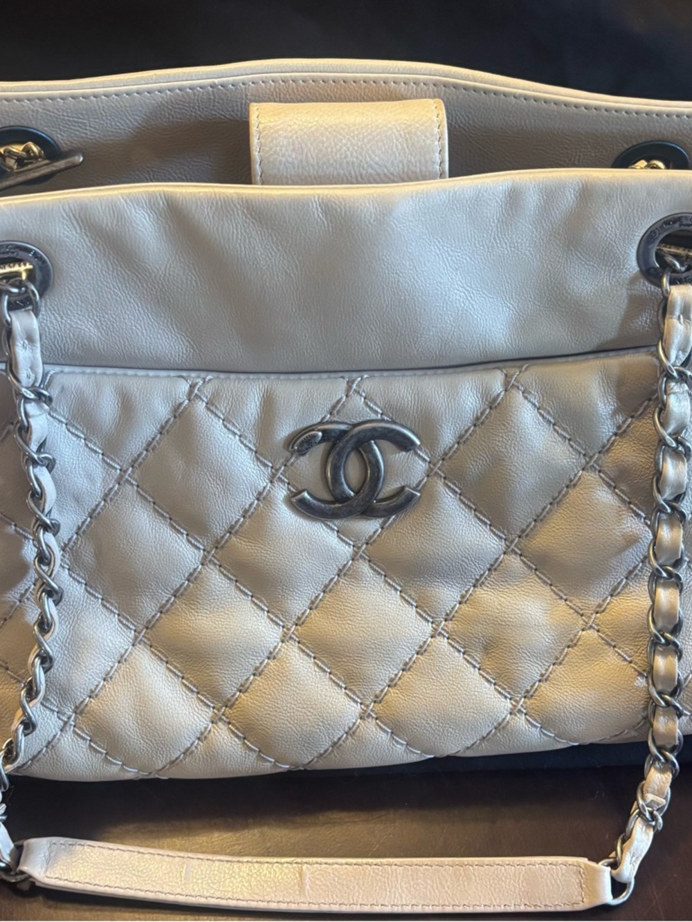 CHANEL  Leather Tote with Zip Pocket - Picture 3 of 3
